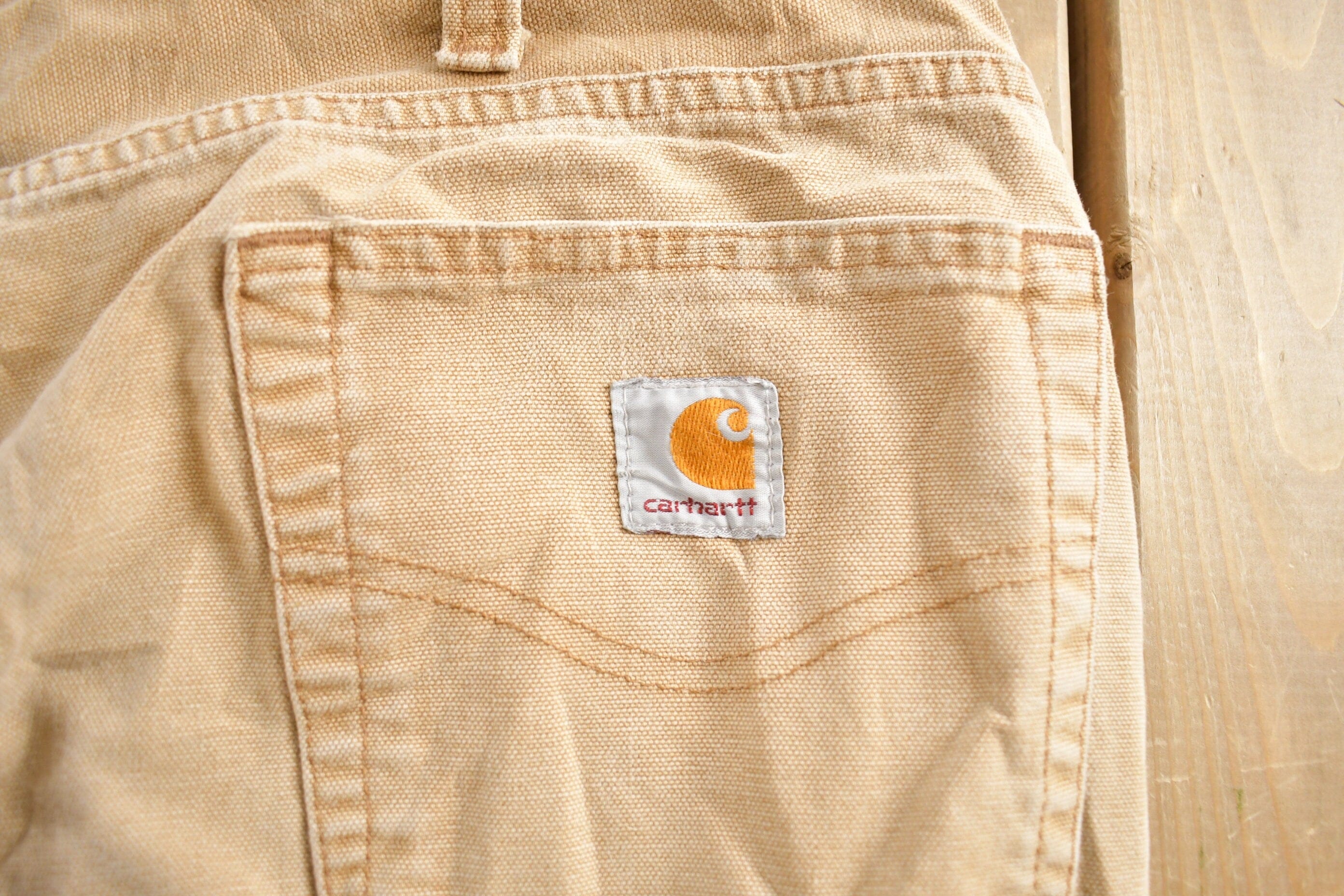 Vintage 1990s Beige Carhartt Work Pants Men's 38 x 32 - Image 3