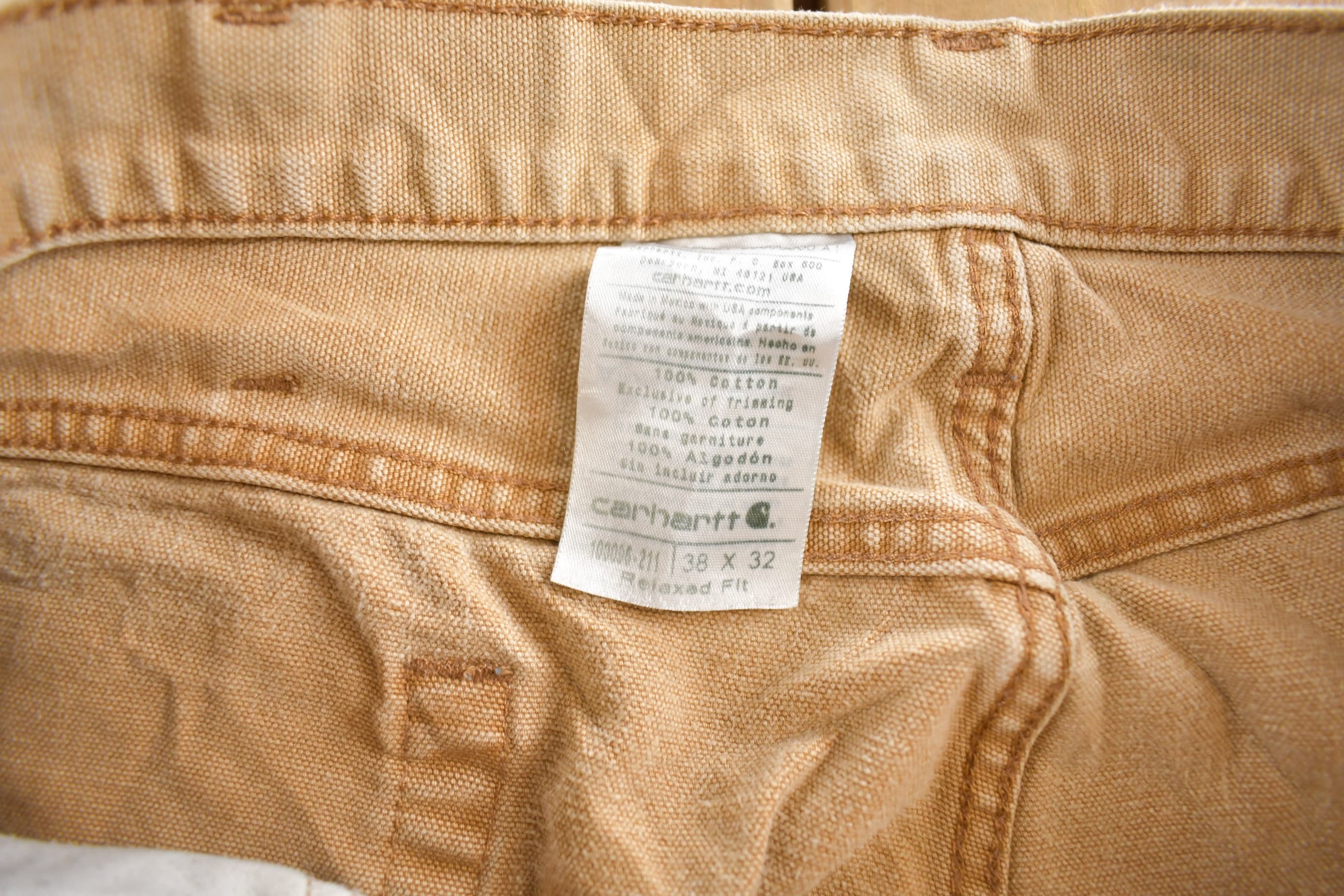 Vintage 1990s Beige Carhartt Work Pants Men's 38 x 32 - Image 5