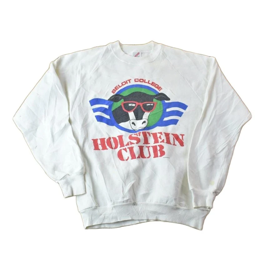 Vintage 1990s Beloit College Holstein Club Cow Collegiate Crewneck Men's Large