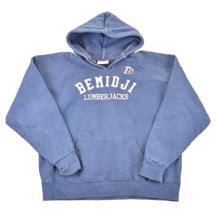 Vintage 1990s Bemidji Lumberjacks Heavyweight Embroidered Hoodie Sweatshirt Men's XL