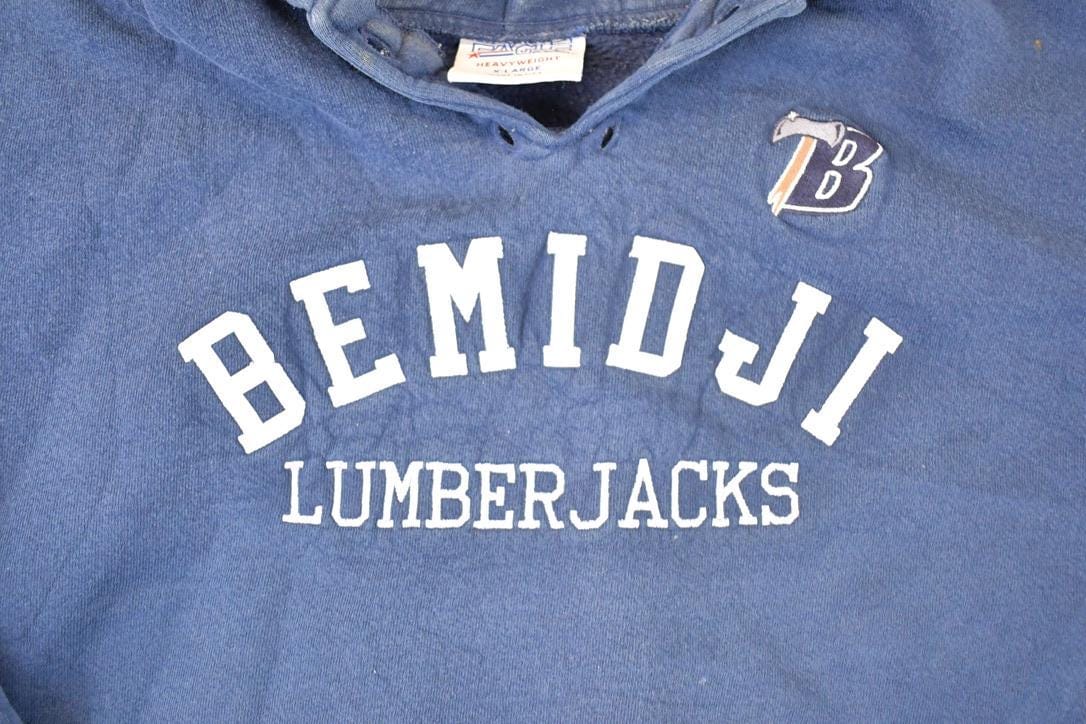 Vintage 1990s Bemidji Lumberjacks Heavyweight Embroidered Hoodie Sweatshirt Men's XL - Image 3