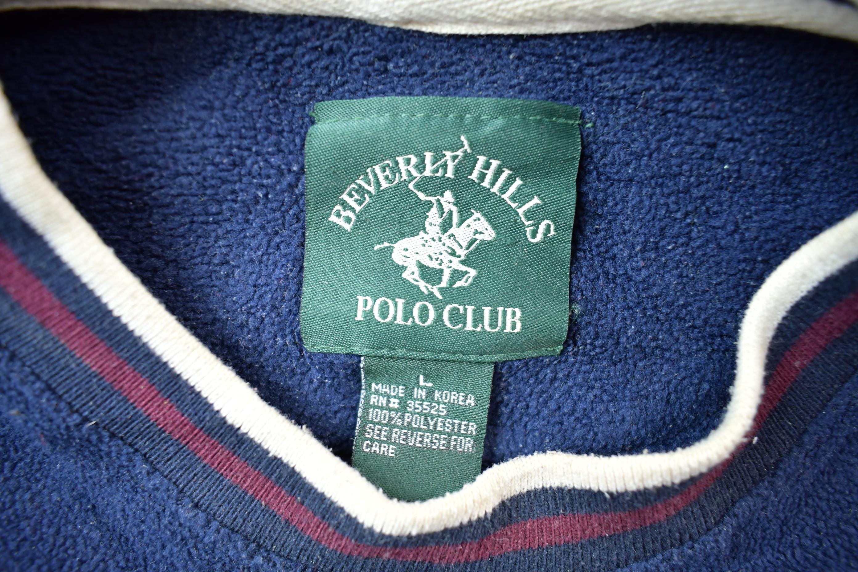 Vintage 1990s Beverly Hills Polo Club Fleece Sweater Men's Large - Image 3
