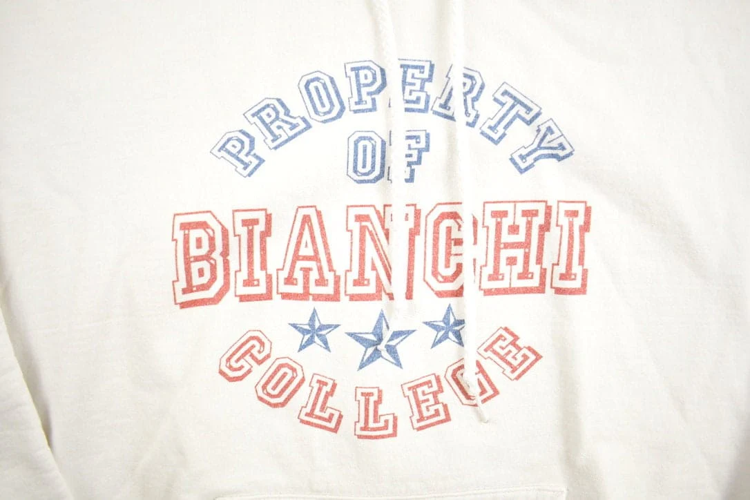 Vintage 1990s Bianchi College Hong Kong Front Pocket Collegiate Hoodie Sweatshirt Men's Medium - Image 3