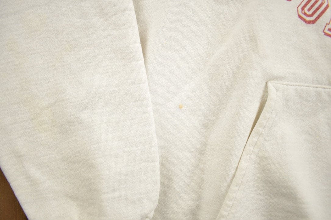 Vintage 1990s Bianchi College Hong Kong Front Pocket Collegiate Hoodie Sweatshirt Men's Medium - Image 4