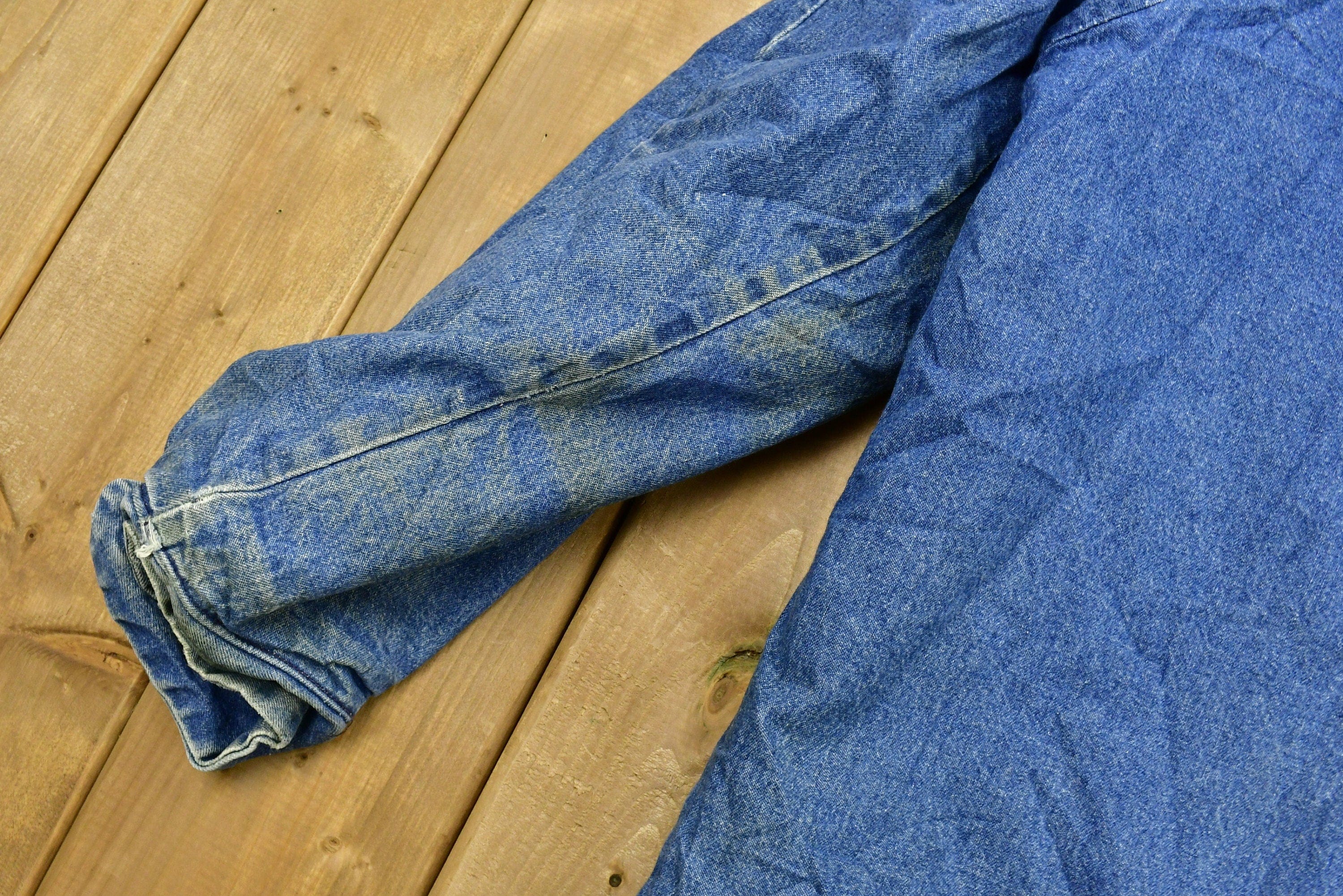 Vintage 1990s Big Ben By Wrangler Blanket Lined Jean Chore Coat Men's Large - Image 8