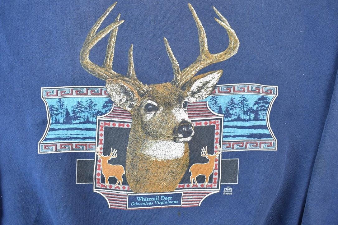 Vintage 1990s Big Buck Deer Outdoorsman Crewneck Sweatshirt Men's XL - Image 4