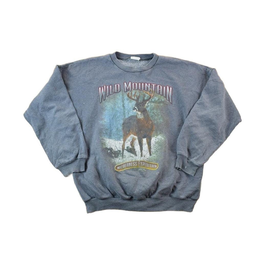 Vintage 1990s Big Buck Wild Mountain Wilderness Expedition Outdoorsman Crewneck Sweatshirt Men's Large