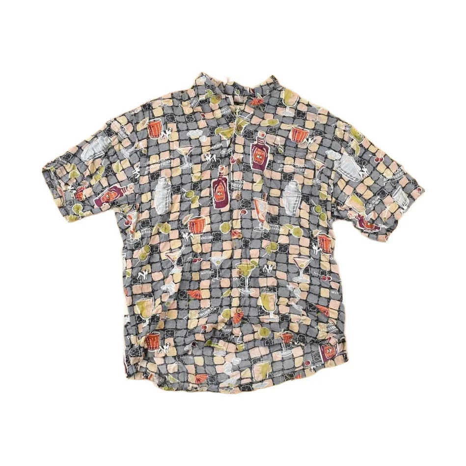 Vintage 1990s Big Dogs Bottles AOP Abstract Button Up Shirt Men's M