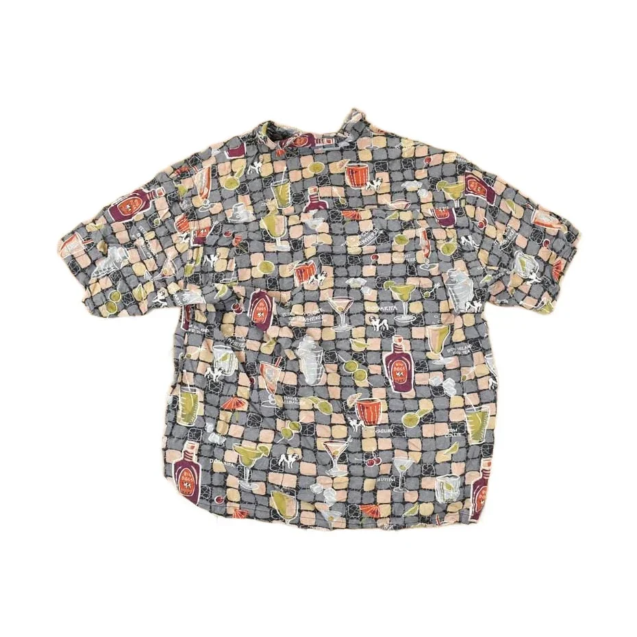 Vintage 1990s Big Dogs Bottles AOP Abstract Button Up Shirt Men's M - Image 2