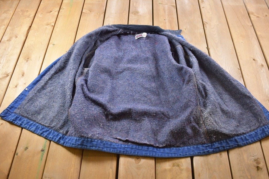 Vintage 1990s Big Mac Blanket Lined Collared Denim Chore Coat Men's Large - Image 3