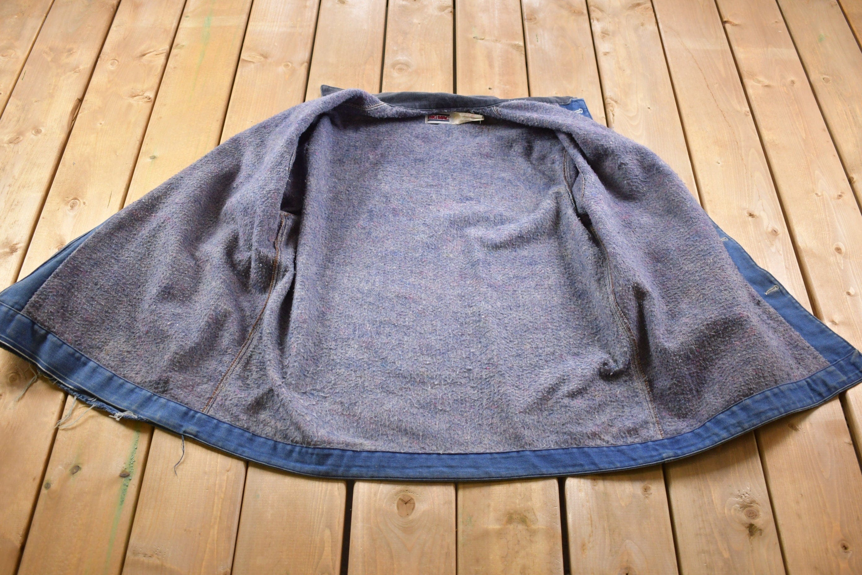 Vintage 1990s Big Mac Made In USA Collared Denim Chore Coat Men's XL - Image 3