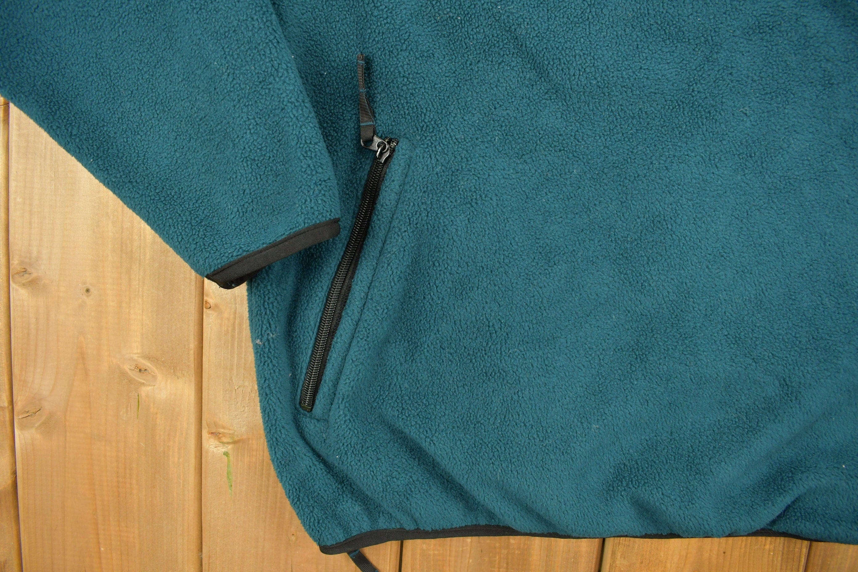 Vintage 1990s Big Manistee River Fleece Zip Up Sweater Men's Large - Image 3