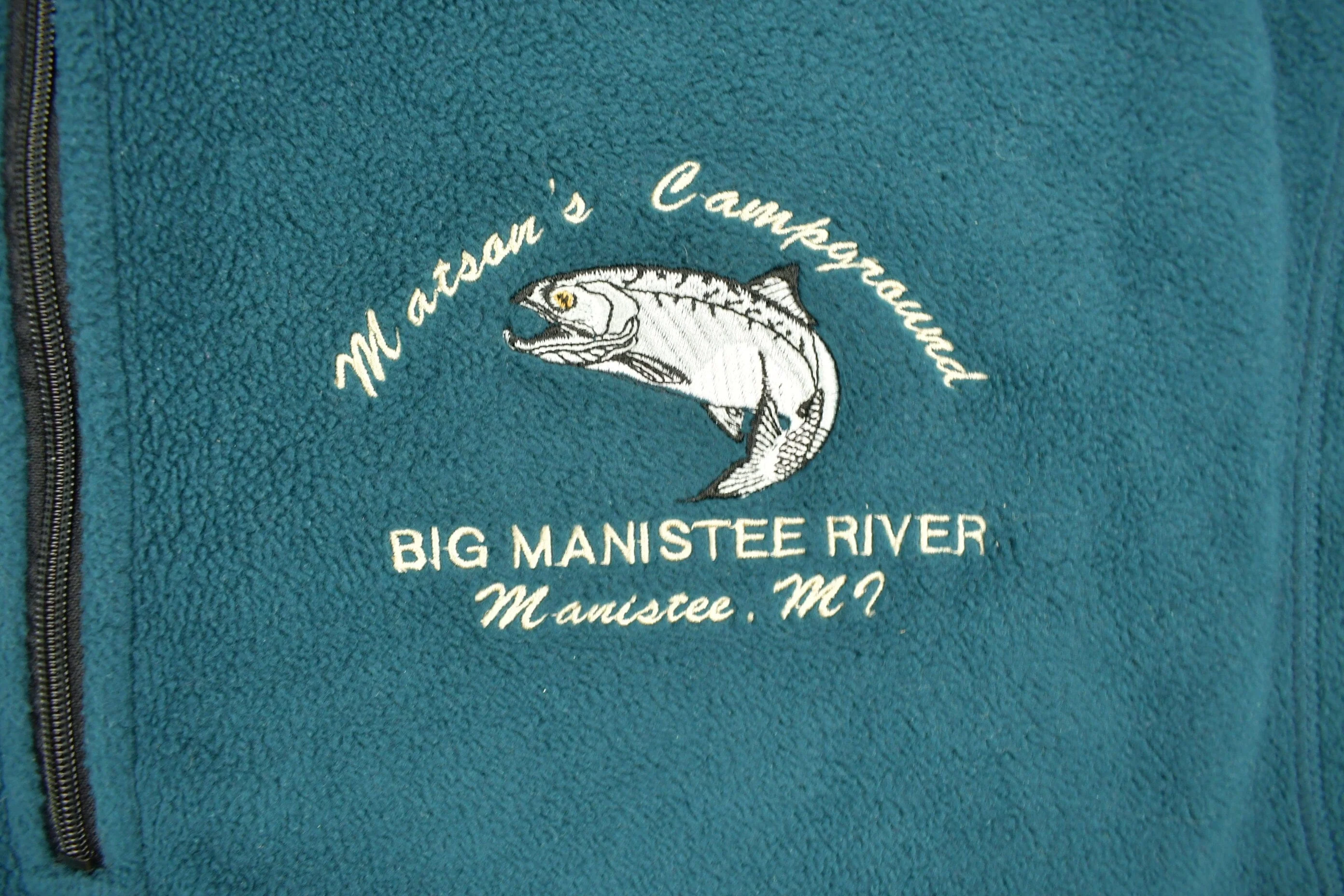 Vintage 1990s Big Manistee River Fleece Zip Up Sweater Men's Large - Image 4