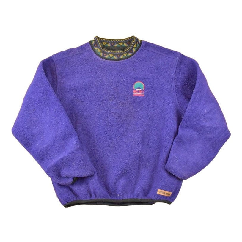 Vintage 1990s Big Sky Montana Embroidered Fleece Outdoorsman Sweater Men's L