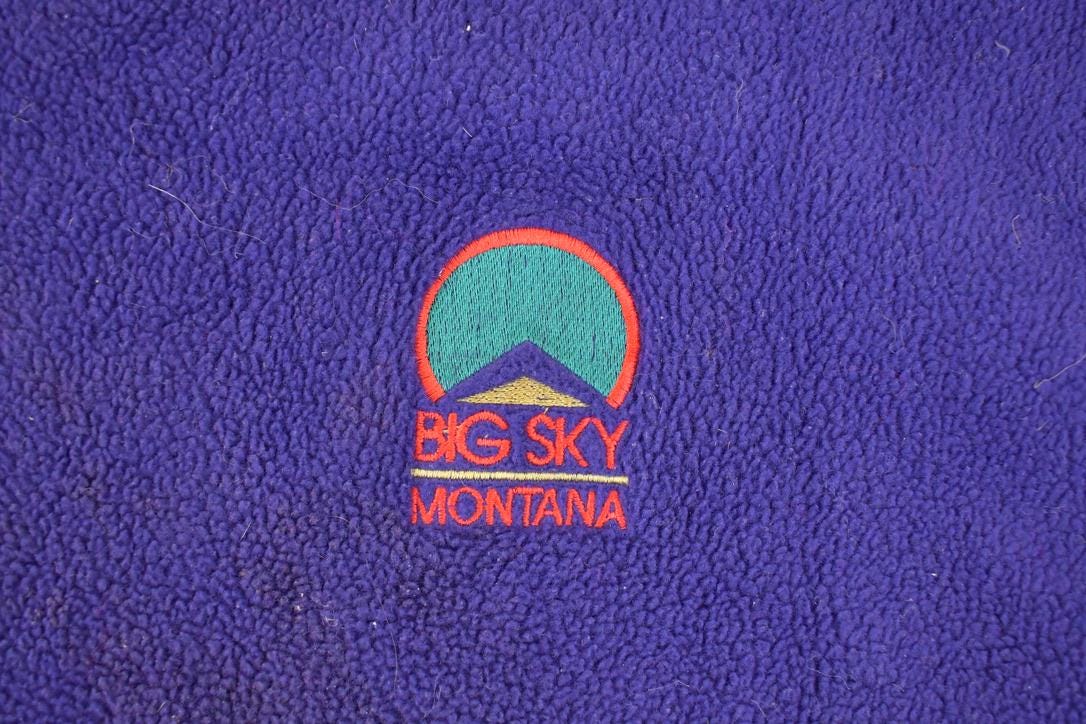 Vintage 1990s Big Sky Montana Embroidered Fleece Outdoorsman Sweater Men's L - Image 3