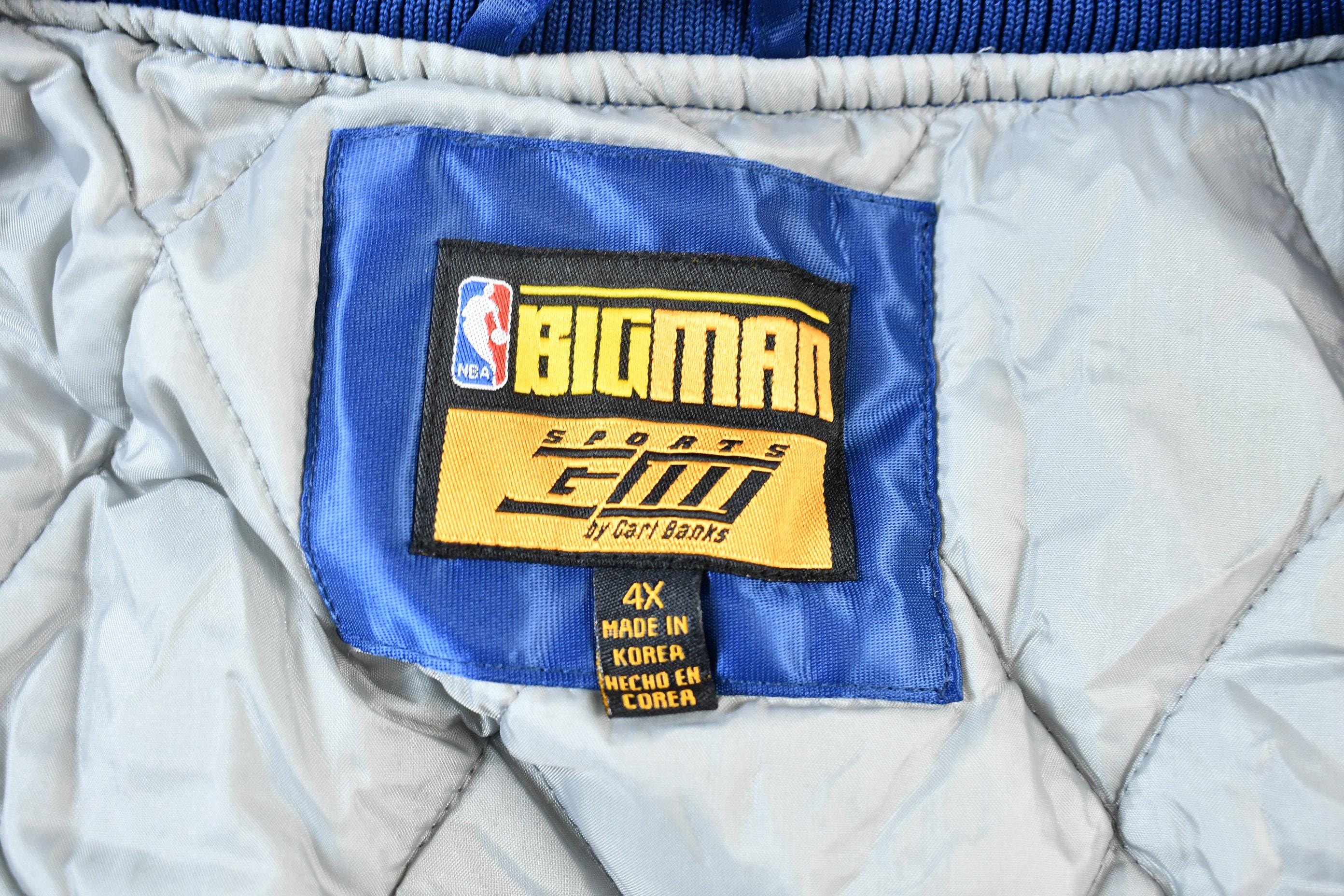 Vintage 1990s Bigman Sports New Jersey Nets NBA Basketball Embroidered Snap Button Satin Bomber Jacket Men's 4XL - Image 8