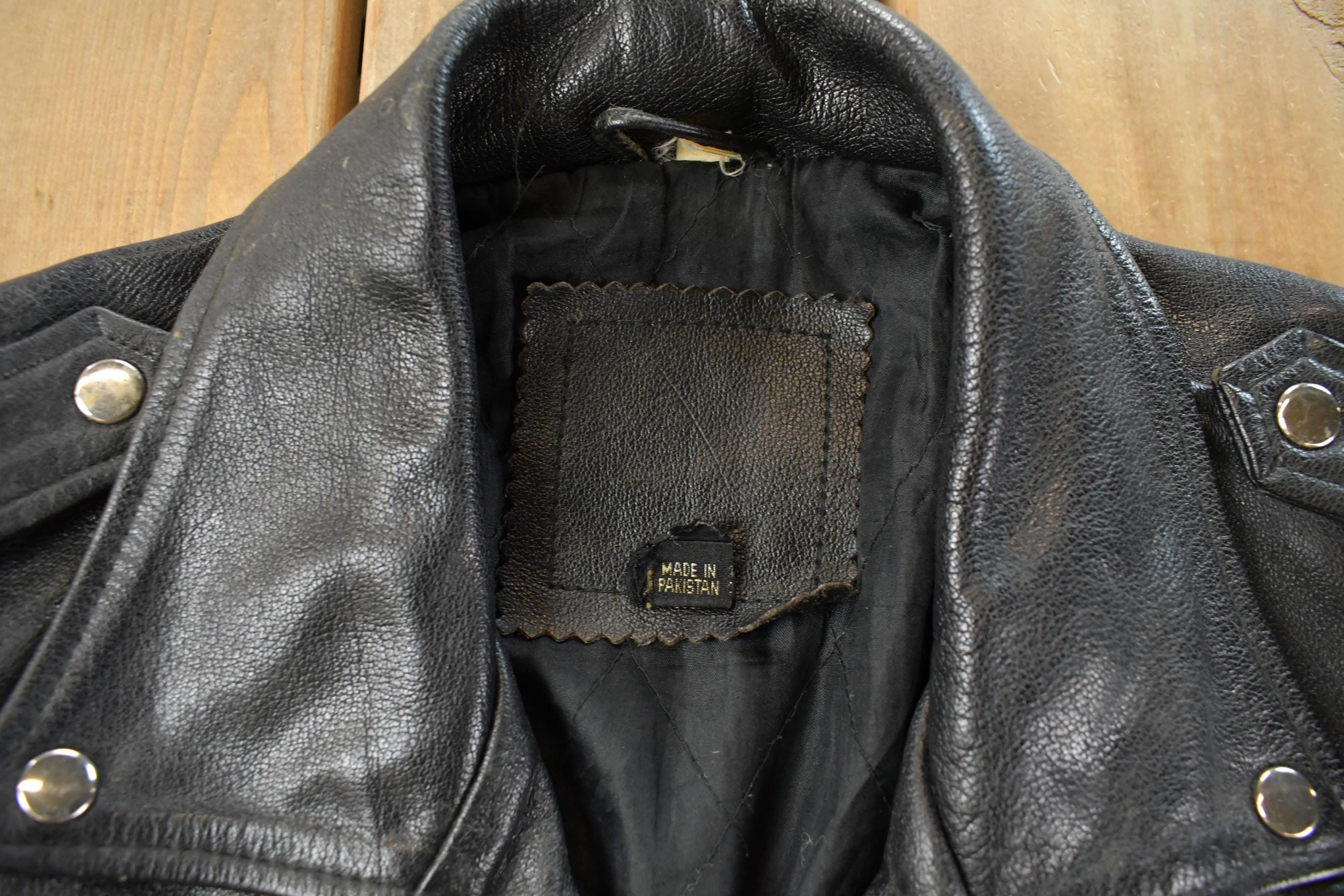 Vintage 1990s Biker Leather Jacket Men's Medium - Image 4