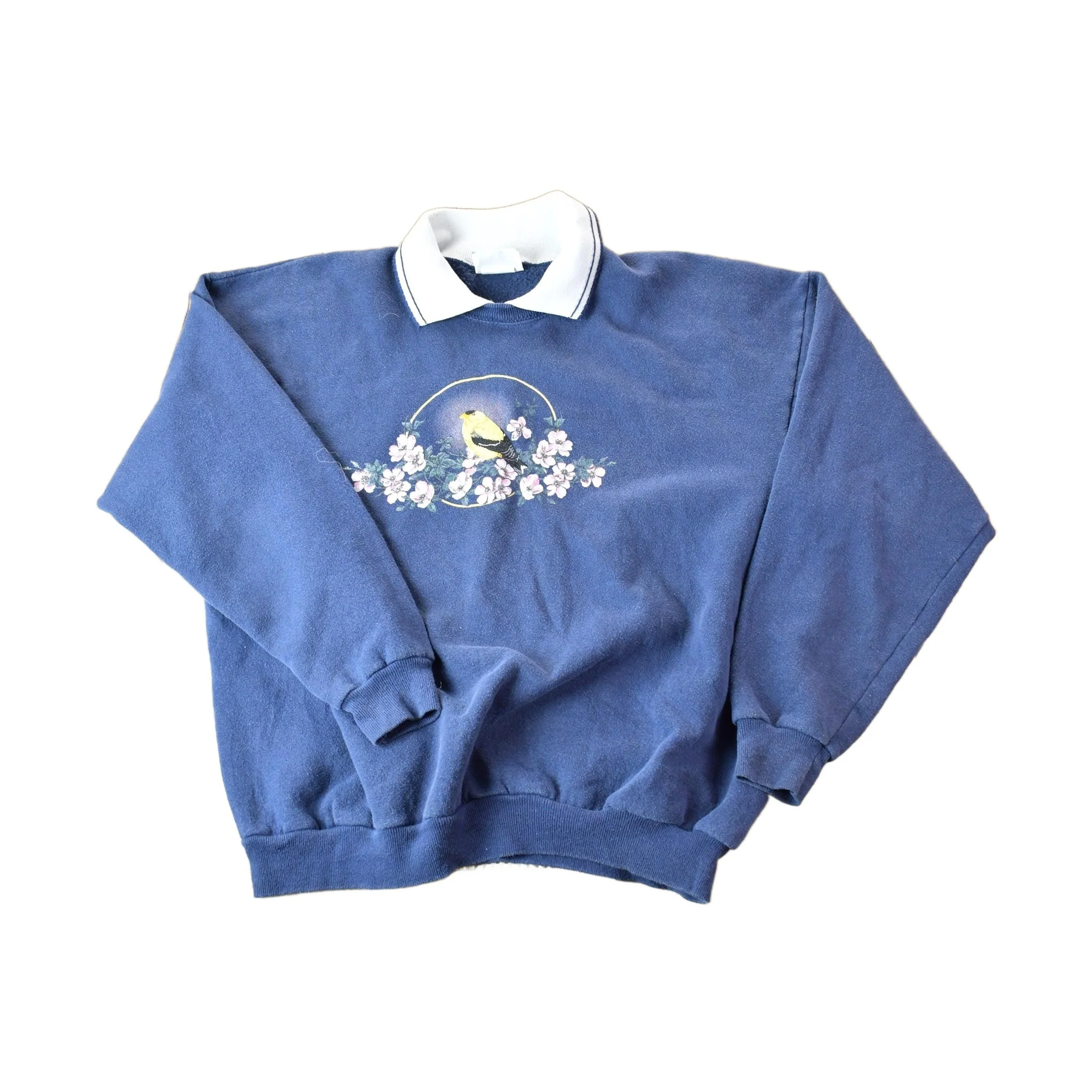 Vintage 1990s Bird Theme Collared Crewneck Men's XL