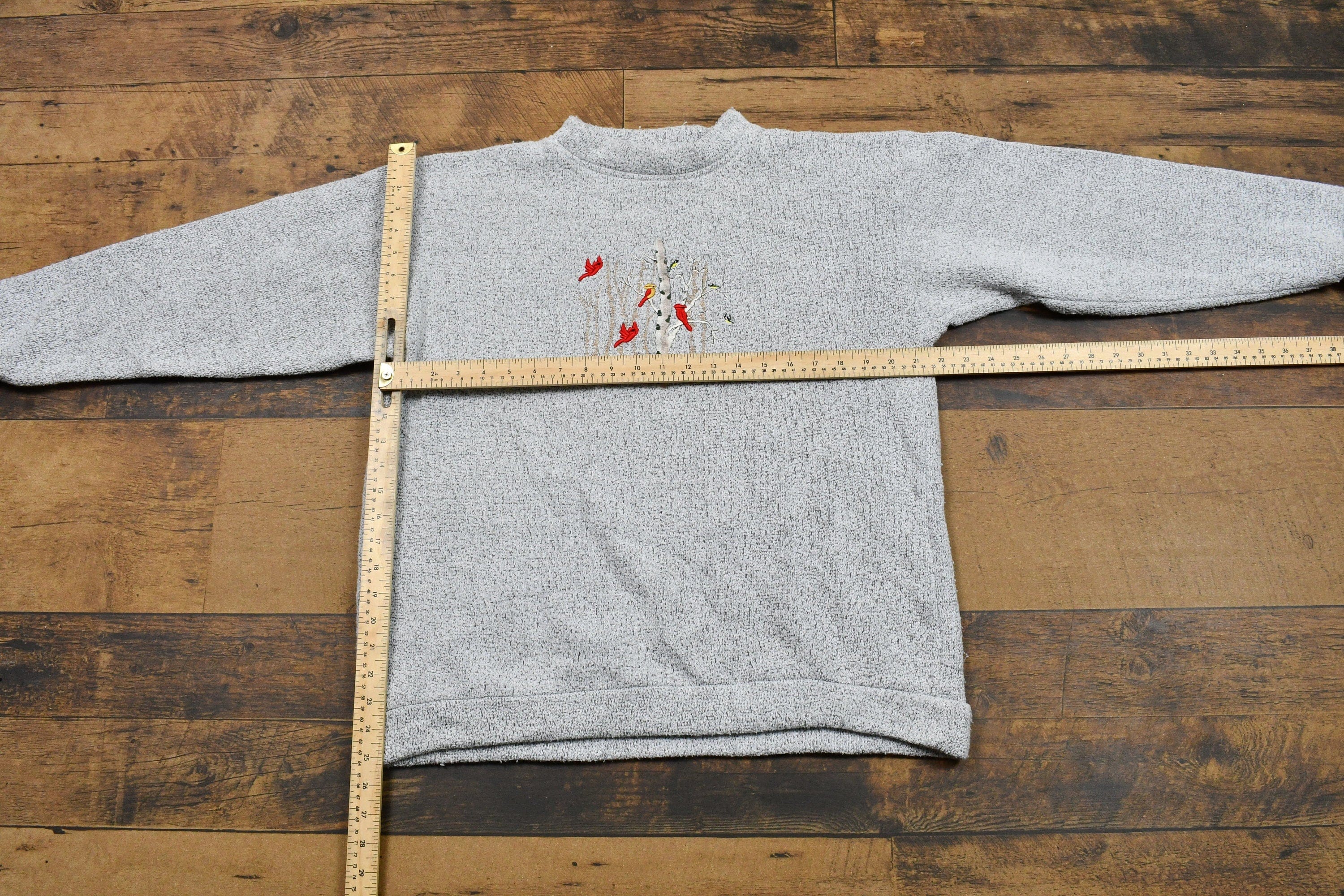 Vintage 1990s Bird & Trees Embroidered Graphic Crewneck Women's Large - Image 5