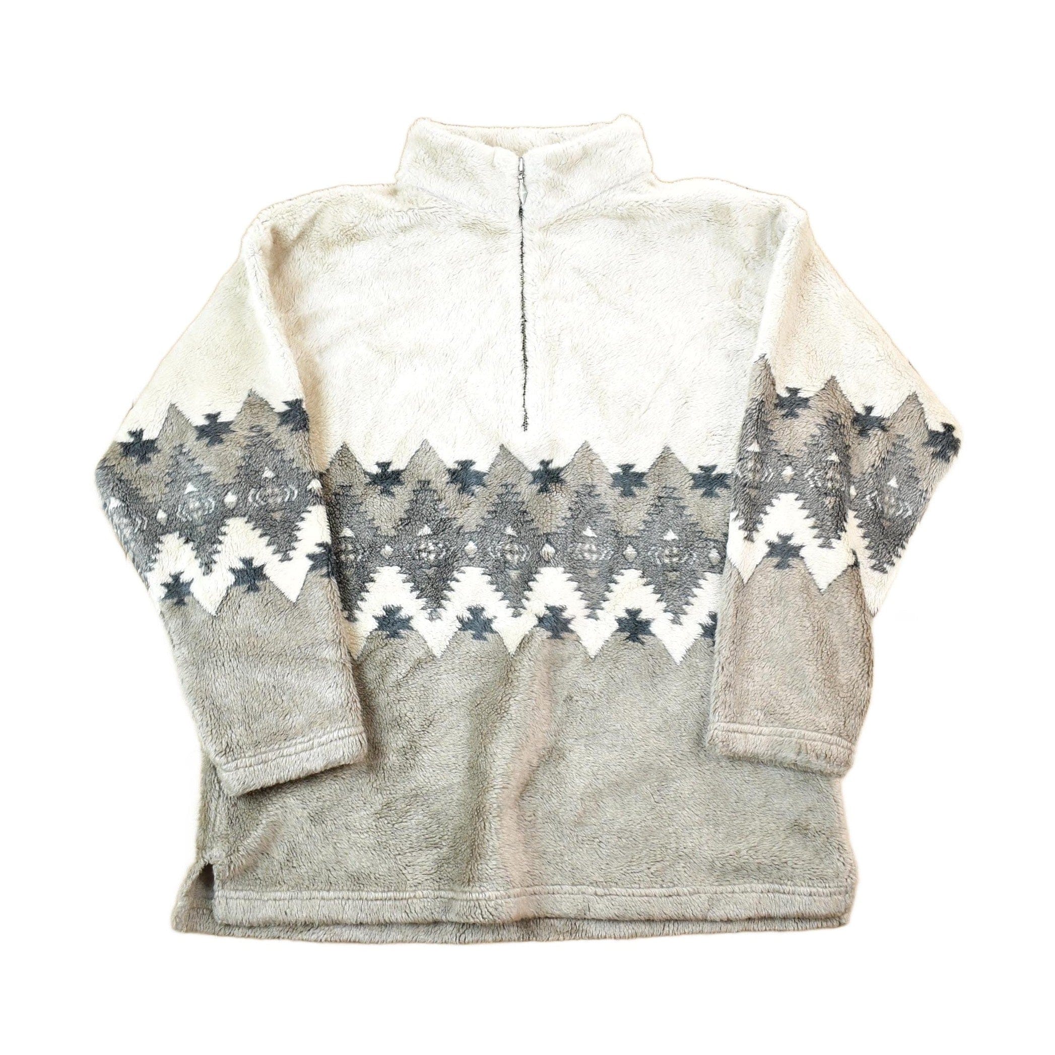 Vintage 1990s Black Diamond Abstract Pattern Fleece Sweater Men's Medium