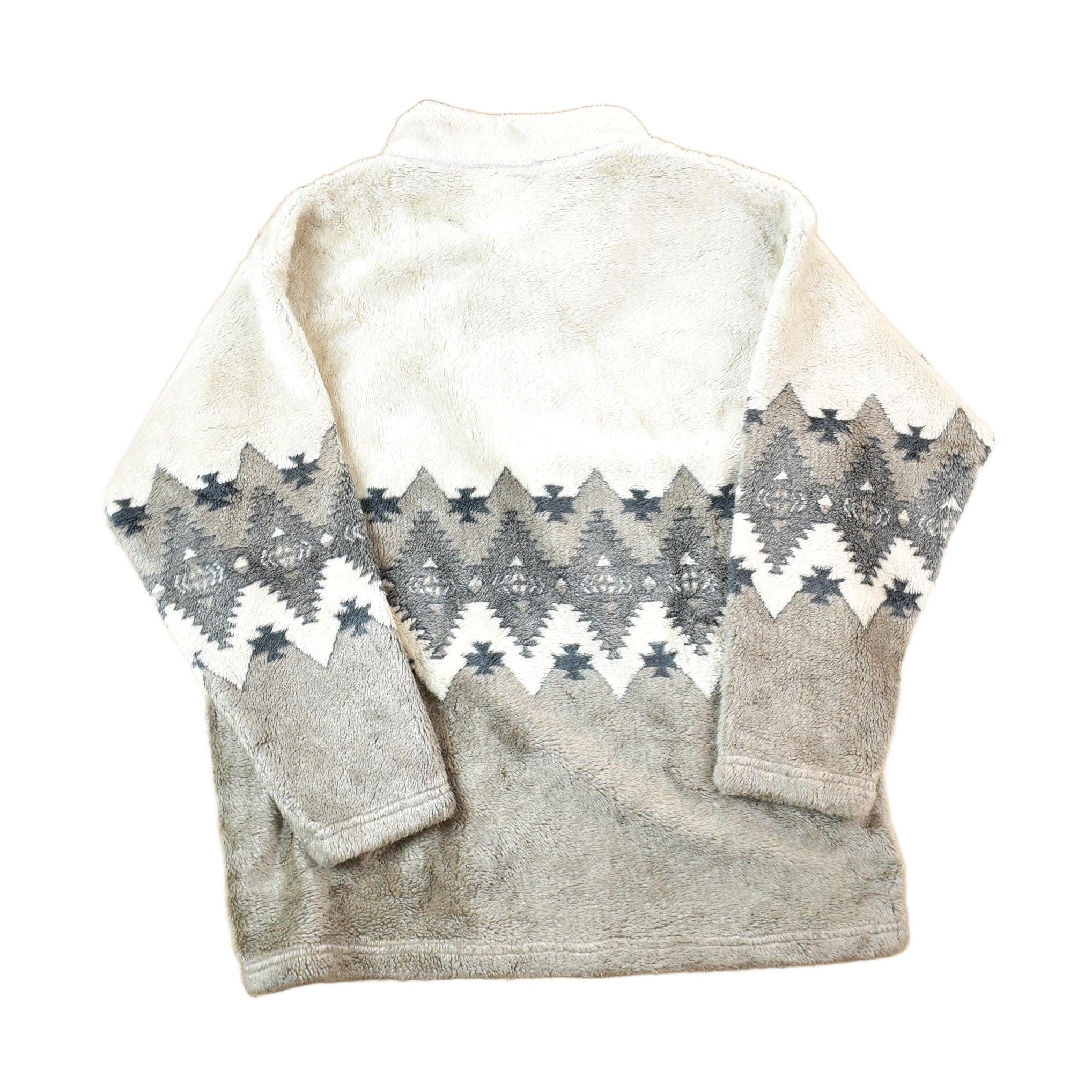 Vintage 1990s Black Diamond Abstract Pattern Fleece Sweater Men's Medium - Image 2