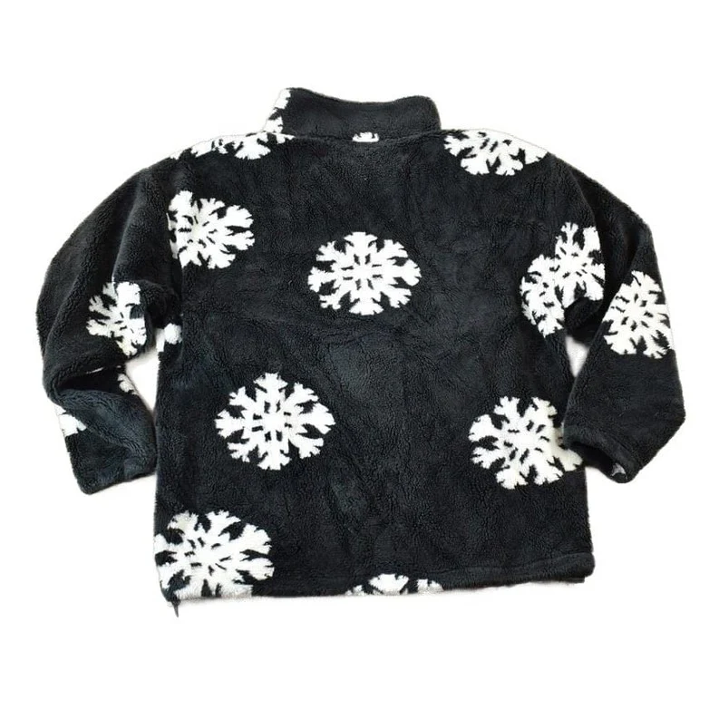 Vintage 1990s Black Mountain AOP Snowflake Fleece Outdoorsman Sweater Men's Large - Image 2