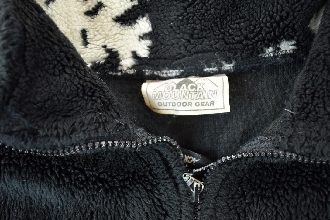 Vintage 1990s Black Mountain AOP Snowflake Fleece Outdoorsman Sweater Men's Large - Image 3