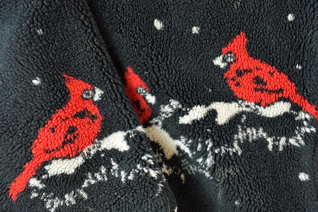 Vintage 1990s Black Mountain Cardinal AOP Fleece Sweater Men's XL - Image 4