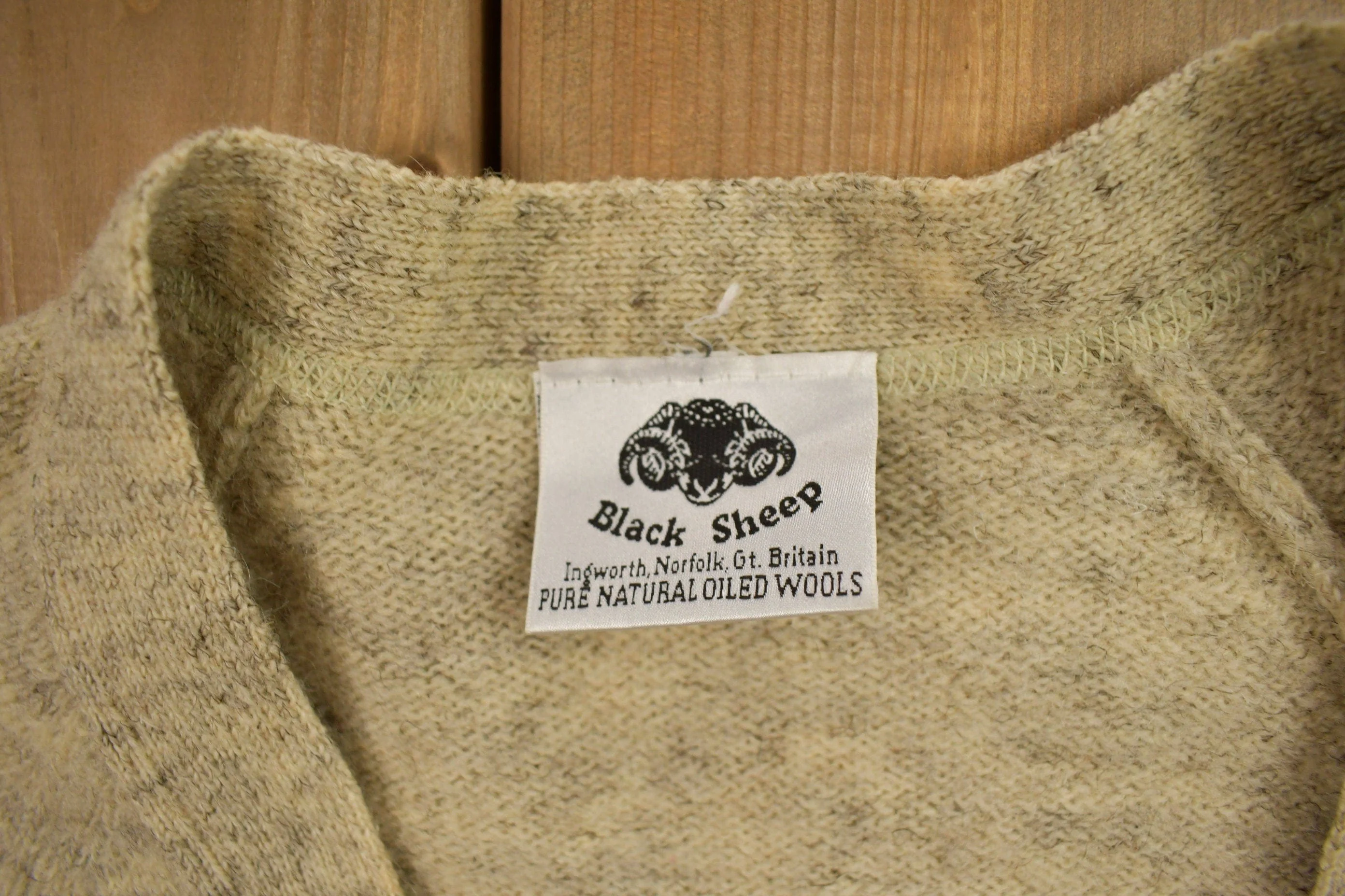 Vintage 1990s Black Sheep Knit Wool Cardigan Sweater Men's Medium - Image 5