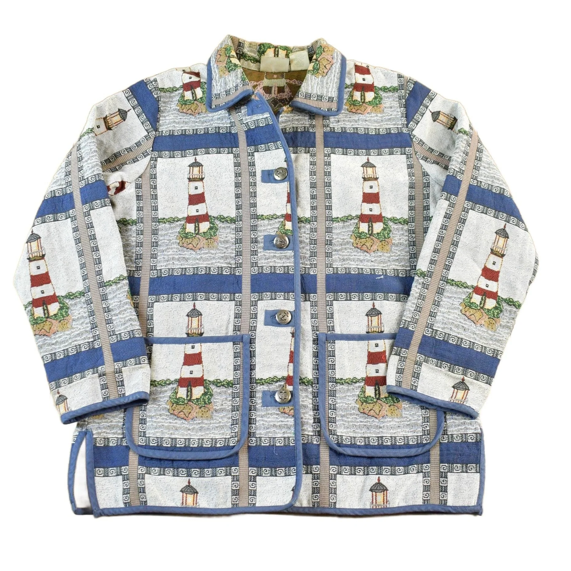 Vintage 1990s Blair Button Up Patch Work Tapestry Jacket Women's Large