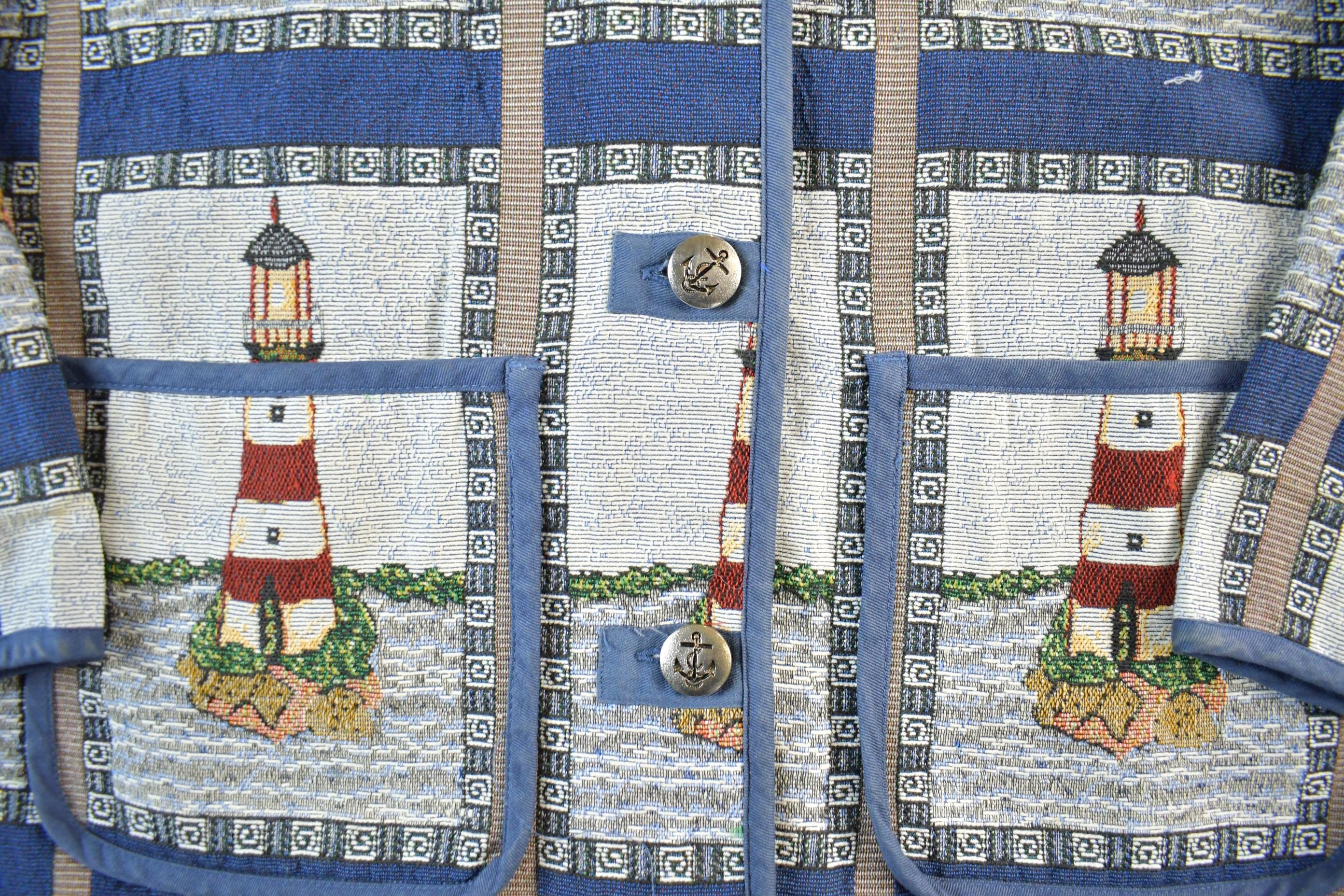 Vintage 1990s Blair Button Up Patch Work Tapestry Jacket Women's Large - Image 4