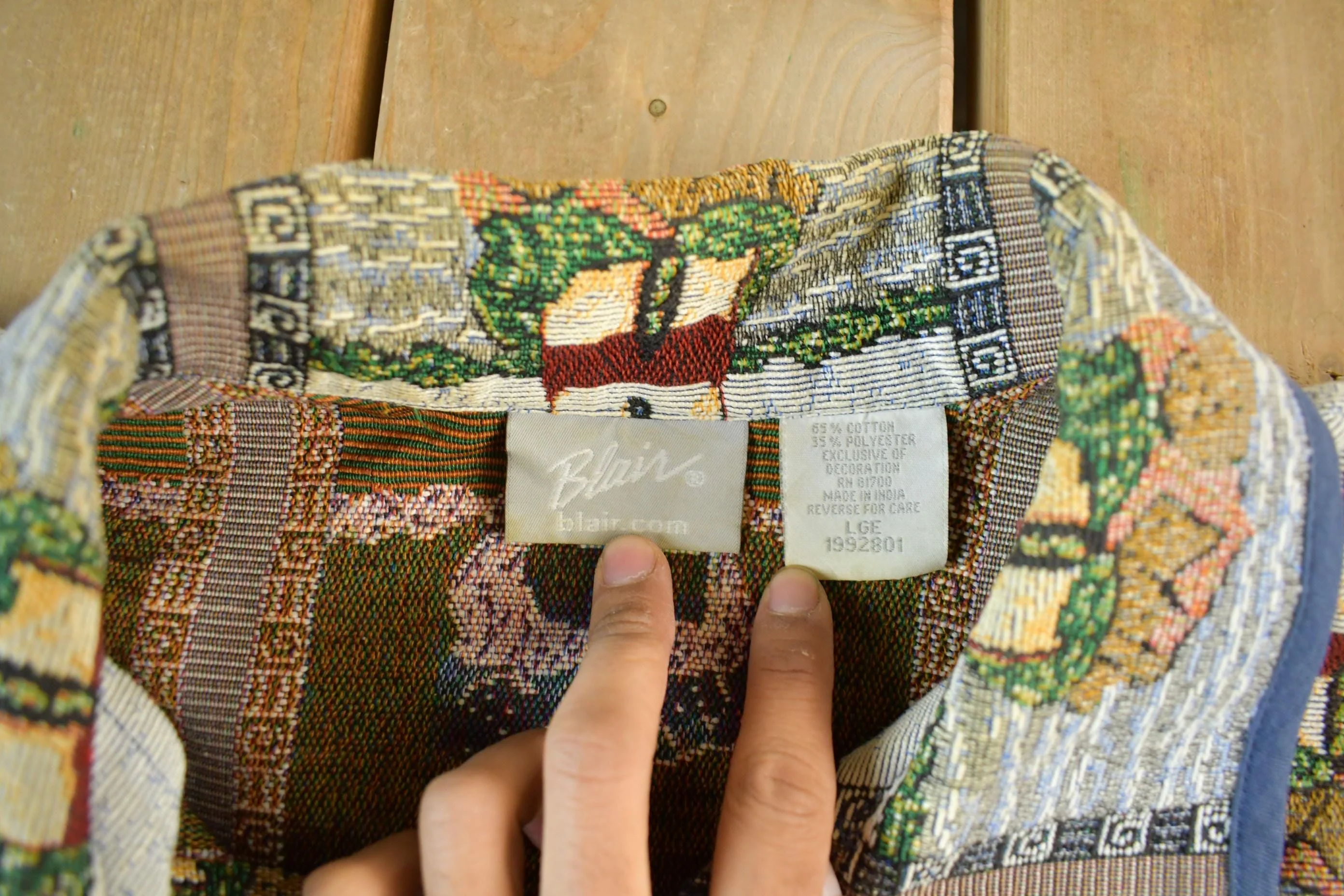 Vintage 1990s Blair Button Up Patch Work Tapestry Jacket Women's Large - Image 5
