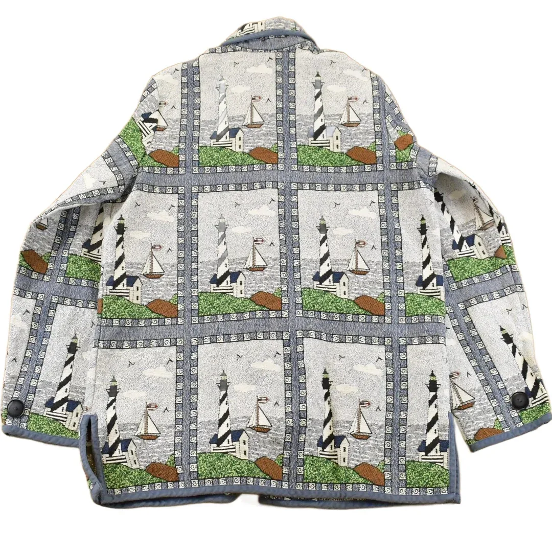 Vintage 1990s Blair Button Up Patch Work Tapestry Jacket Women's Medium - Image 2