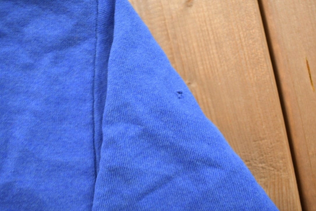 Vintage 1990s Blank Blue Crewneck Sweatshirt Men's XL - Image 4
