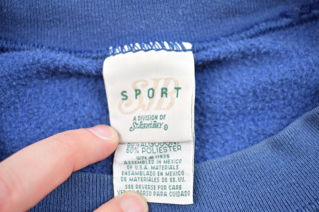 Vintage 1990s Blank Blue Crewneck Sweatshirt Men's 2XL - Image 3