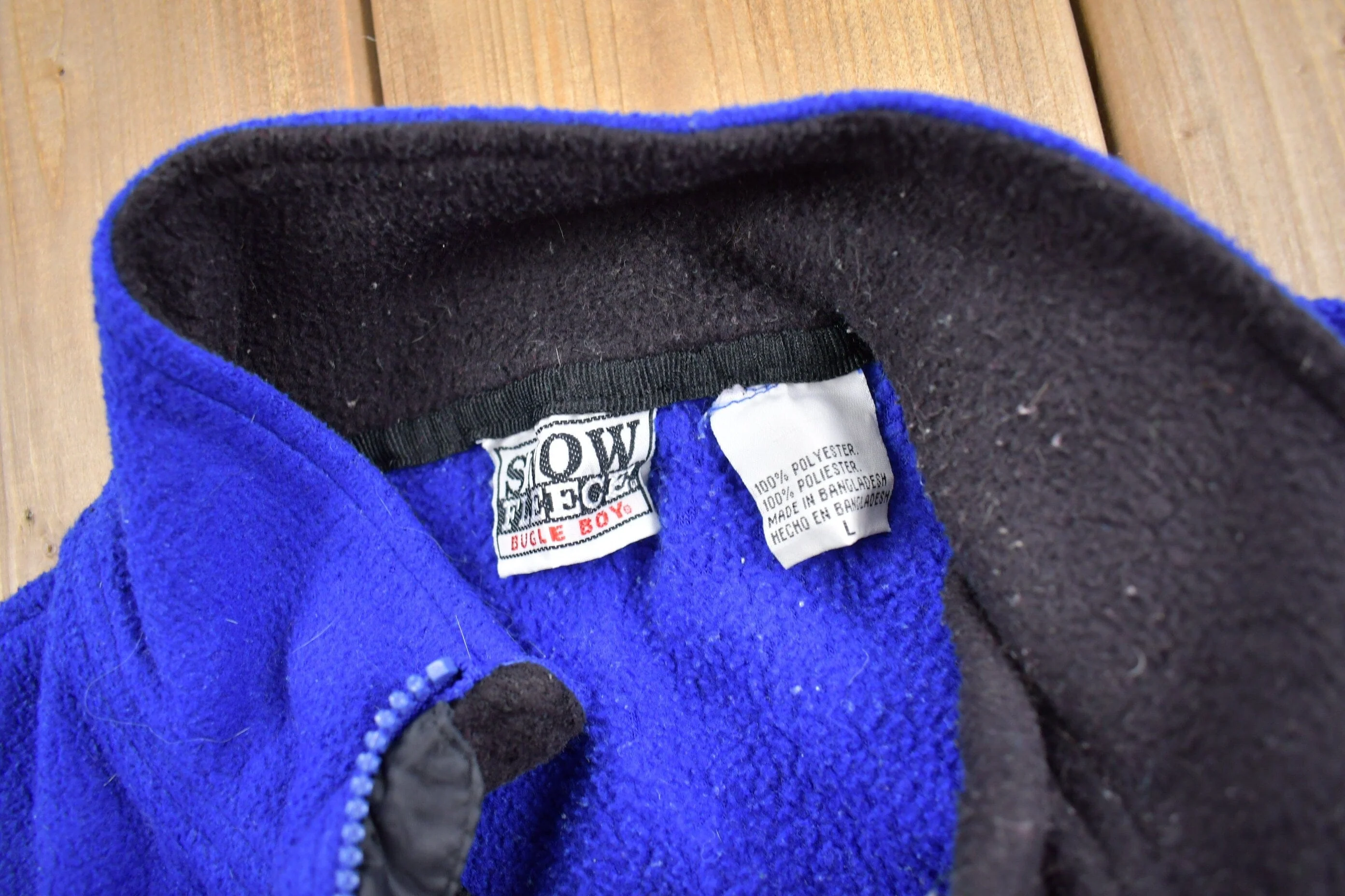 Vintage 1990s Blank Blue Fleece Sweater Men's Large - Image 4