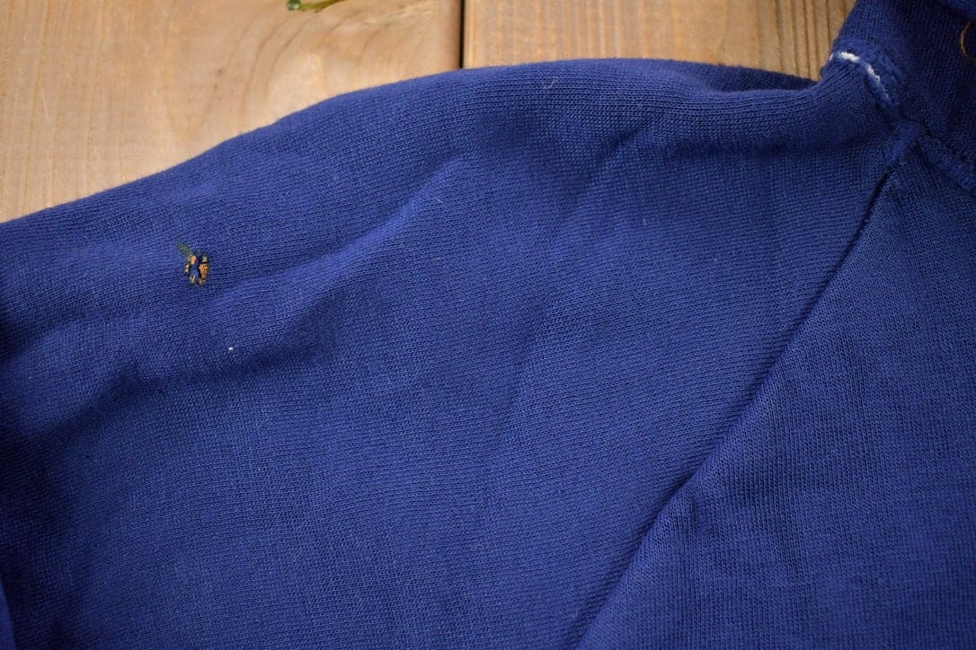 Vintage 1990s Blank Blue Thermal Lined Zip Up Hoodie Men's MMen's Medium - Image 3