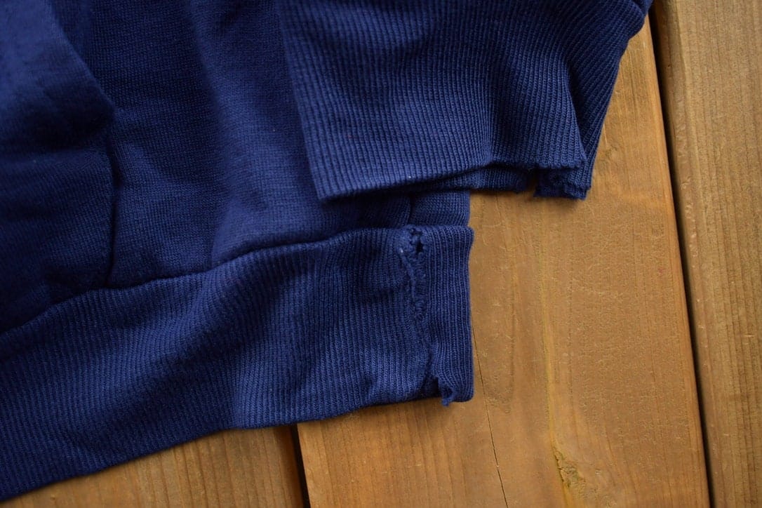 Vintage 1990s Blank Blue Thermal Lined Zip Up Hoodie Men's MMen's Medium - Image 4