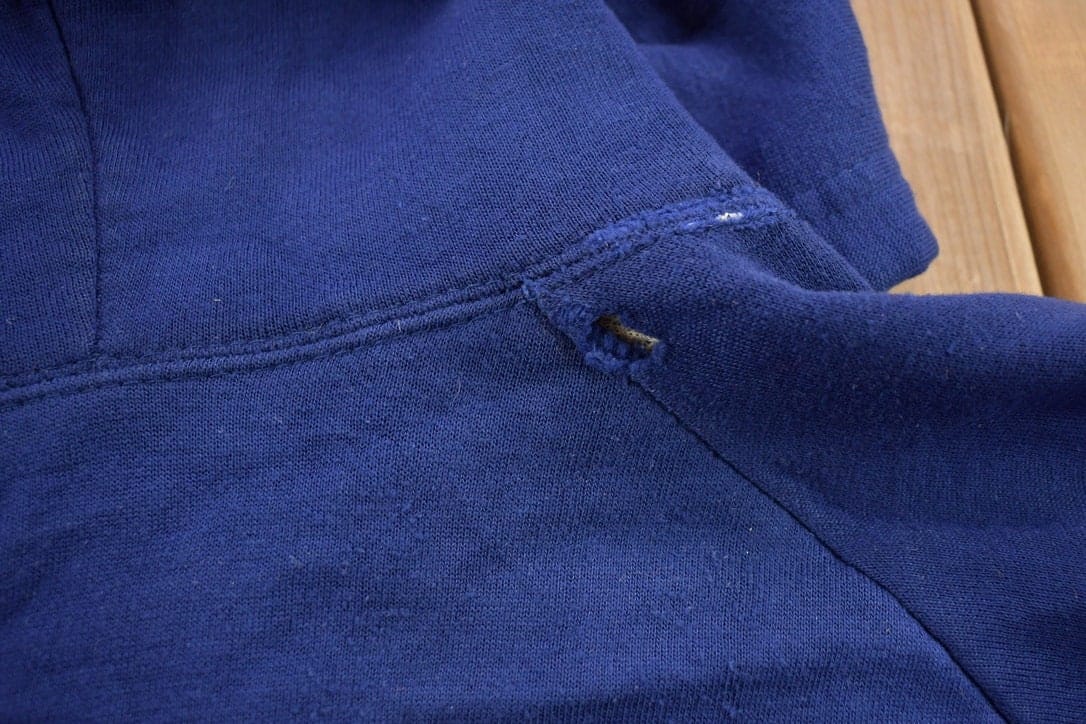 Vintage 1990s Blank Blue Thermal Lined Zip Up Hoodie Men's MMen's Medium - Image 8