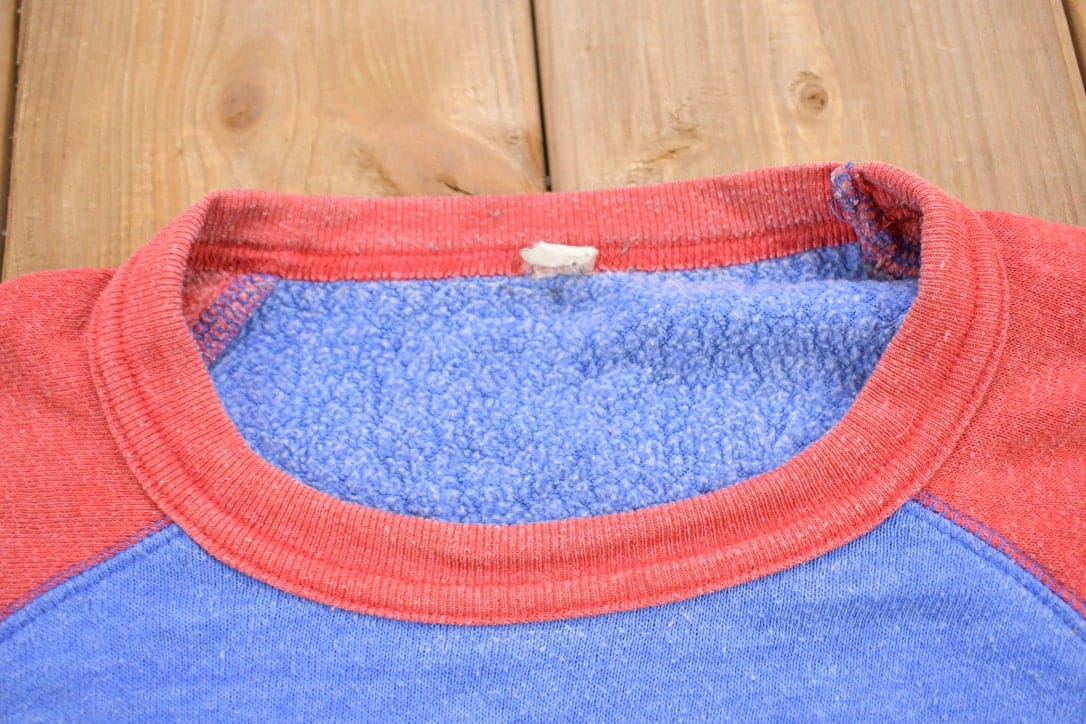 Vintage 1990s Blank Colour Block Crewneck Sweatshirt Men's MMen's Medium - Image 3
