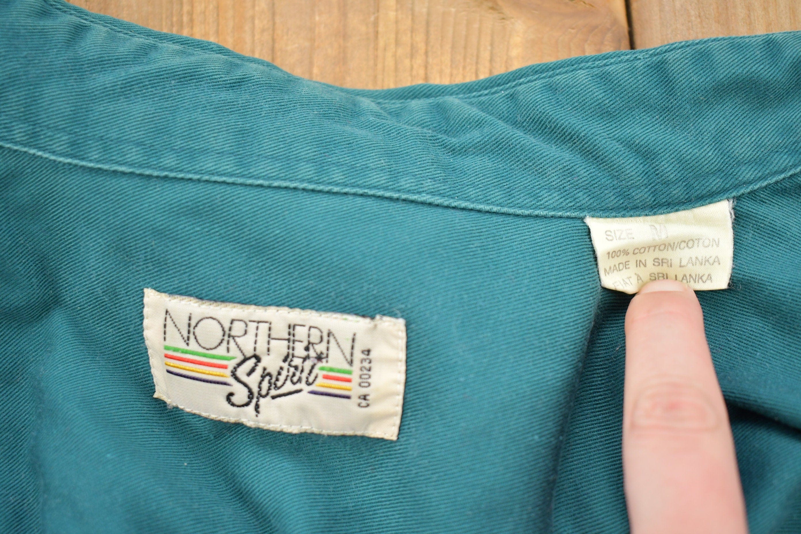 Vintage 1990s Blank Green Button Up Shirt Men's Medium - Image 3