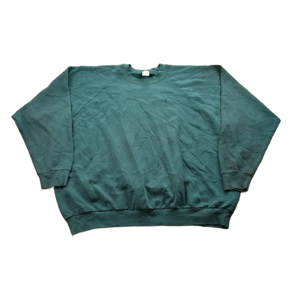 Vintage 1990s Blank Green Crewneck Sweatshirt Men's 3XL