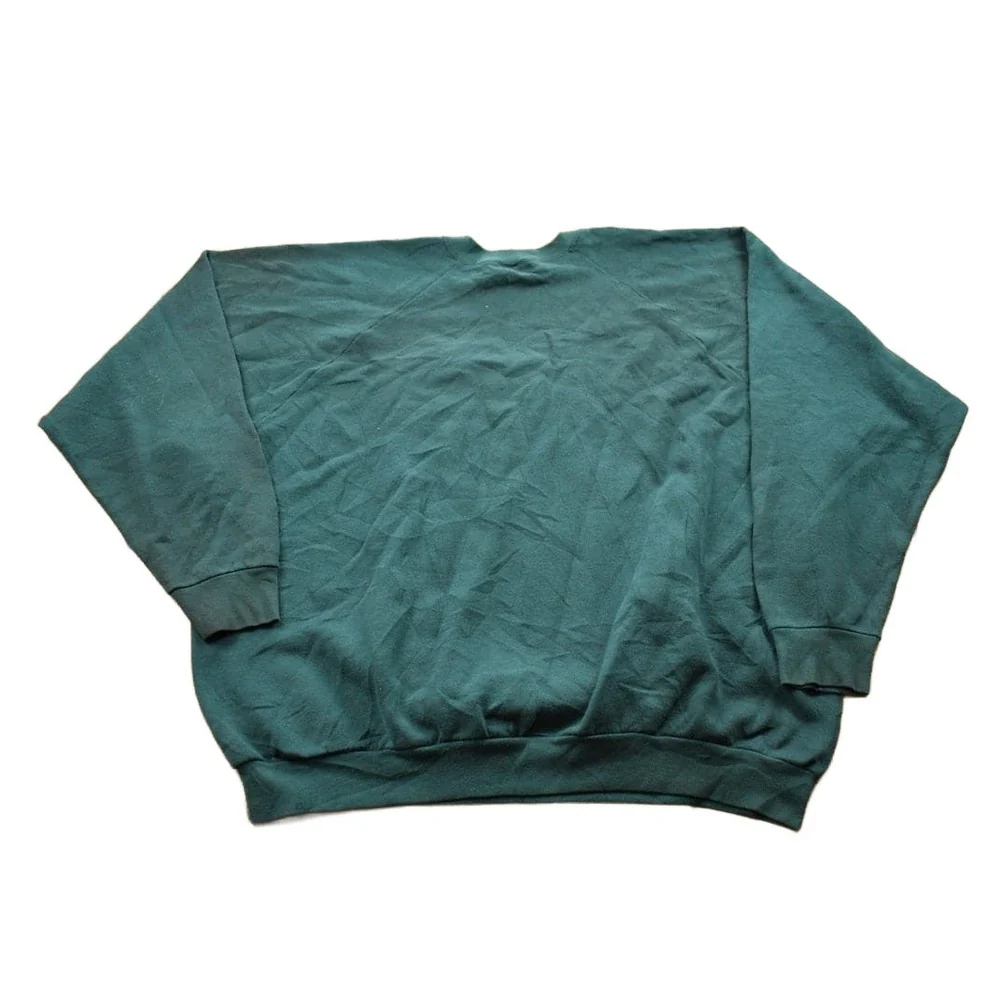 Vintage 1990s Blank Green Crewneck Sweatshirt Men's 3XL - Image 2