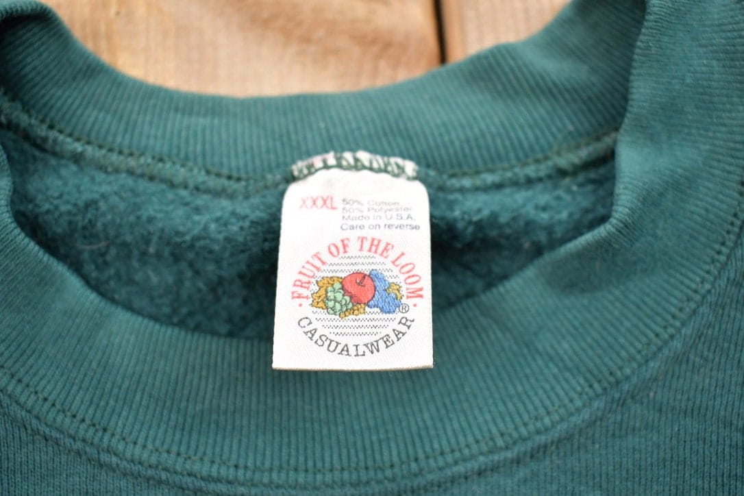 Vintage 1990s Blank Green Crewneck Sweatshirt Men's 3XL - Image 3