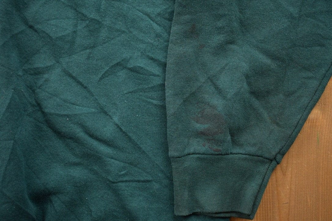 Vintage 1990s Blank Green Crewneck Sweatshirt Men's 3XL - Image 5