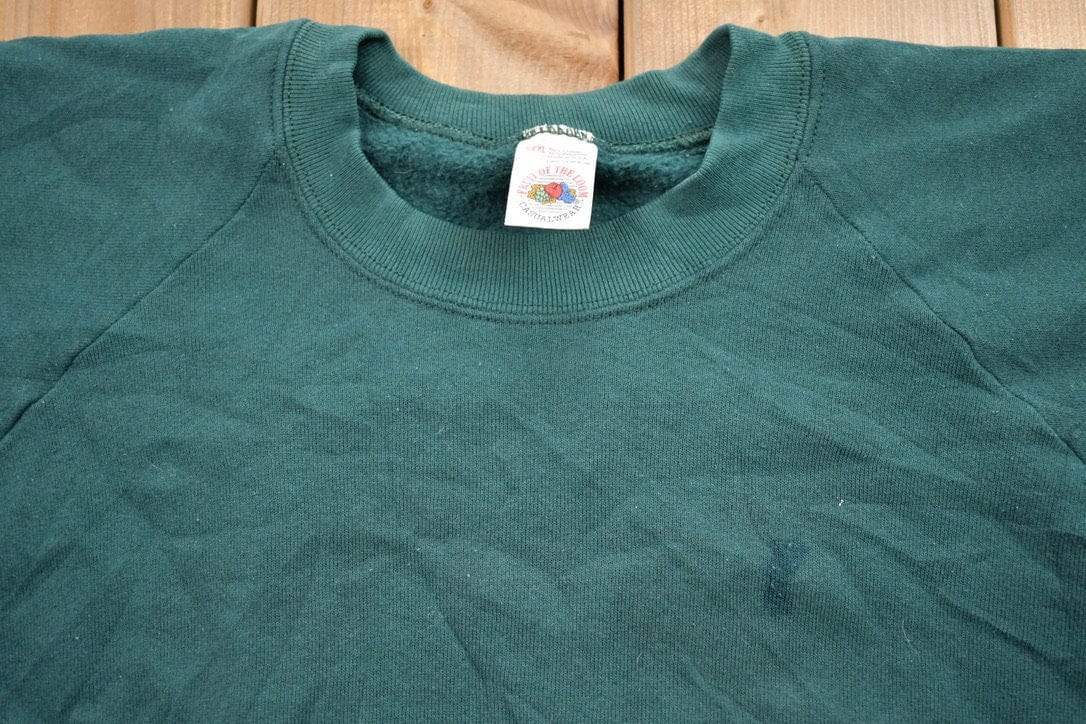 Vintage 1990s Blank Green Crewneck Sweatshirt Men's 3XL - Image 6