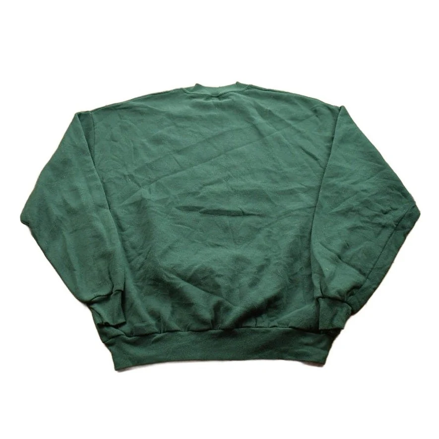 Vintage 1990s Blank Green Crewneck Sweatshirt Men's Large - Image 2