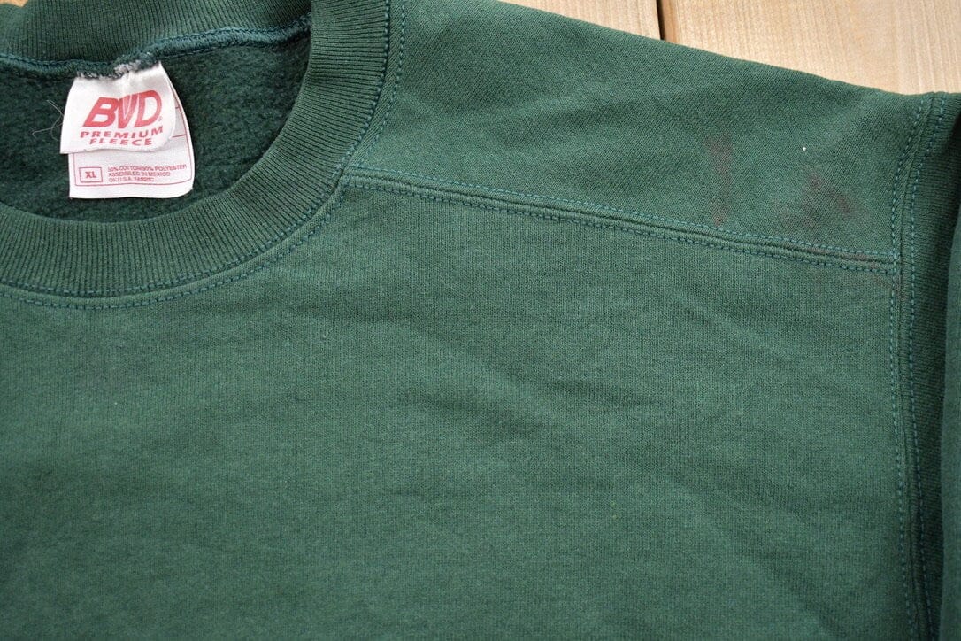 Vintage 1990s Blank Green Crewneck Sweatshirt Men's XL - Image 5
