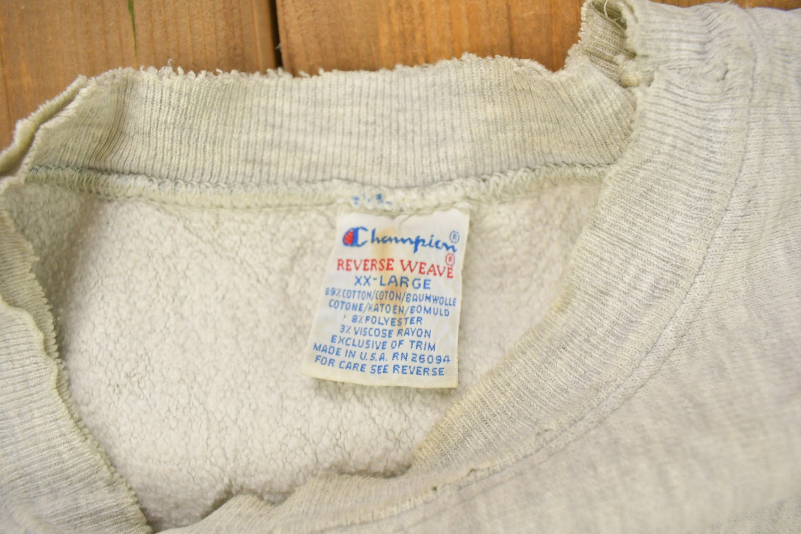 Vintage 1990s Blank Grey Champion Reverse Weave Crewneck Men's XL - Image 8
