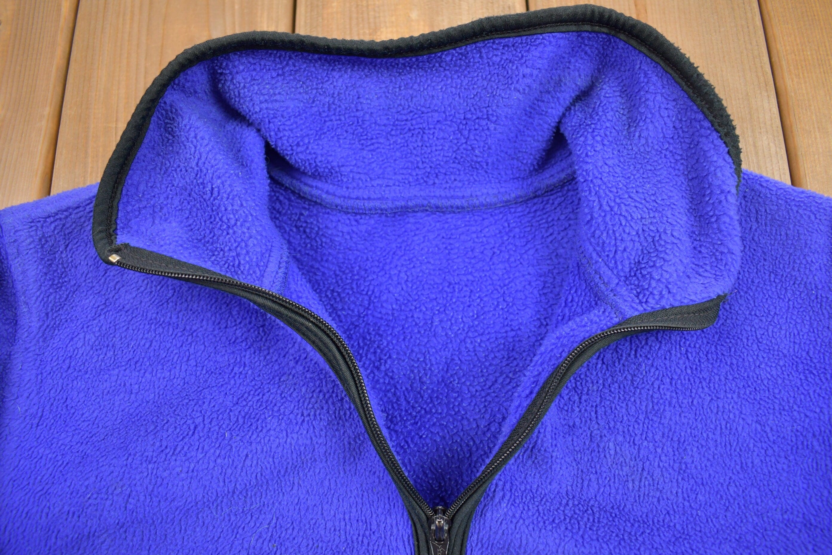 Vintage 1990s Blank Half-Zip Fleece Sweater Men's Medium - Image 3